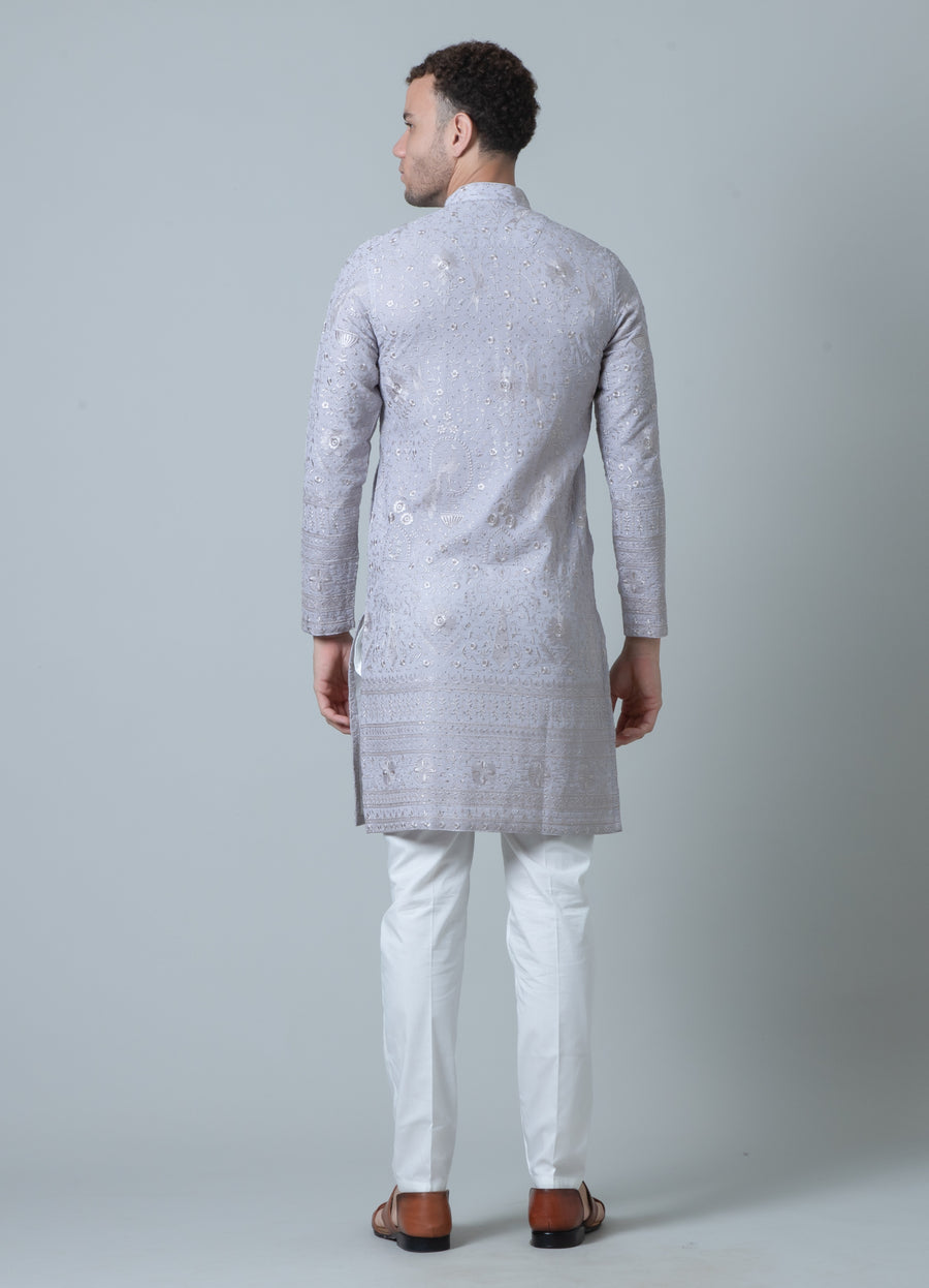 MLS EMBROIDERED KURTA PAJAMA 2PCS