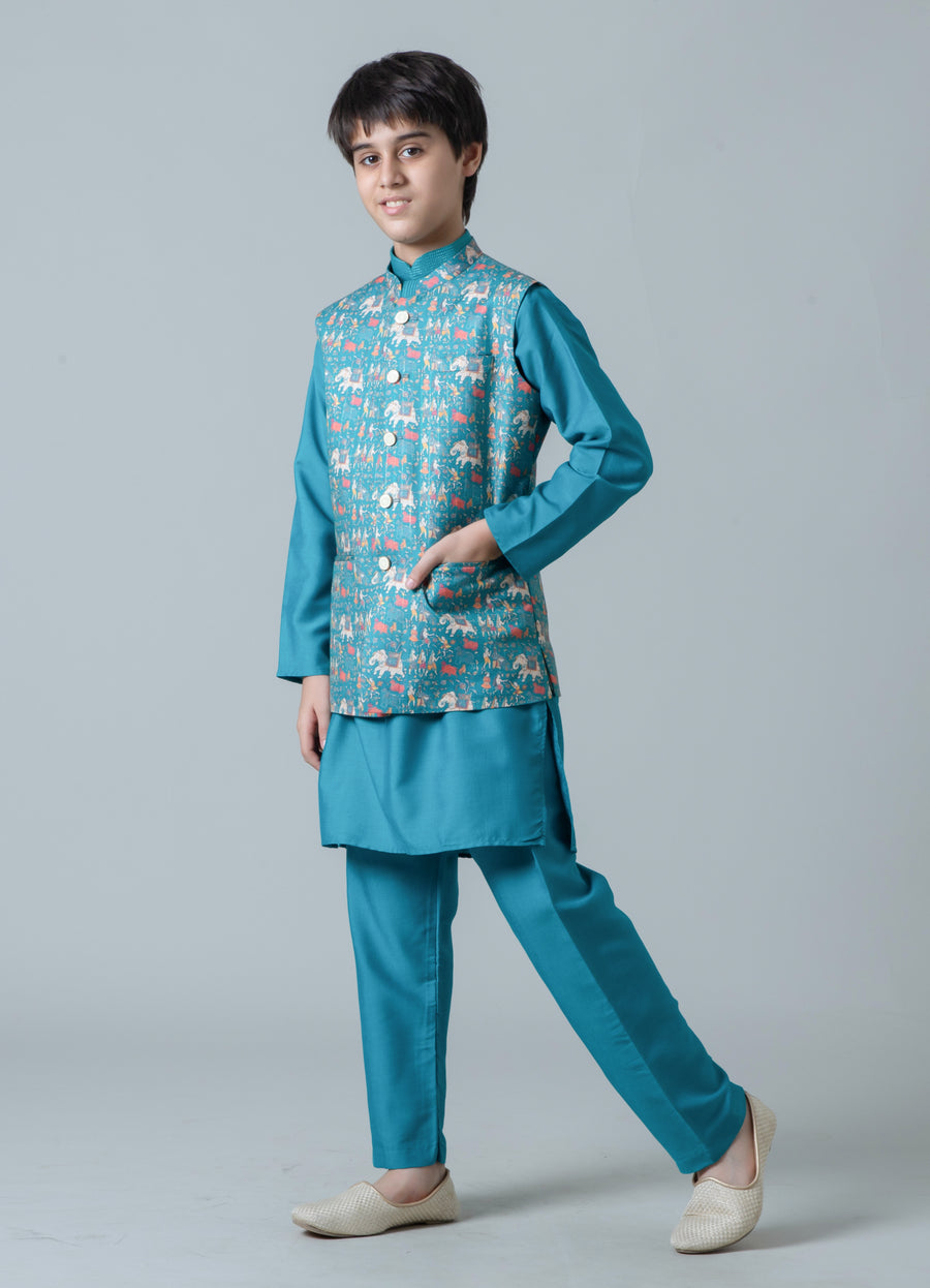 MLS KIDS KURTA JAWAHAR SET 3PCS