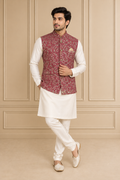 Silk Blend Embroidered Jawahar Jacket 1Pc Gulabraaj