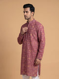 Mustard Yellow Silk Blend Printed kurta Pajama 2Pc Kundan