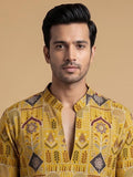 Mustard Yellow Japanese Embroidered Kurta Pajama 2Pc Kirnoday