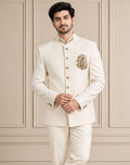 Japanese Suiting Embroidered Jodhpuri Suit 2Pc Nawab