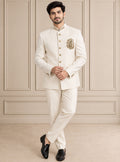 Japanese Suiting Embroidered Jodhpuri Suit 2Pc Nawab