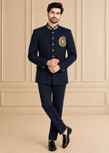 Japanese Suiting Embroidered Jodhpuri Suit 2Pc Nawab