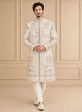 Silk Blend Embroidered Sherwani 2Pc Manohar