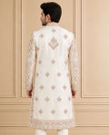 Cream Silk Blend Embroidered Sherwani 2Pc Mahoday