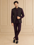 Velvet & Japanese Self Textured Jodhpuri Suit 2Pc Rajas