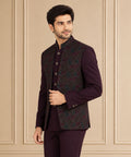 Velvet & Japanese Self Textured Jodhpuri Suit 2Pc Rajas