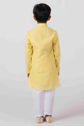 MLS CHANDERI LEMON YELLOW KURTA PAJAMA