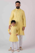 MLS CHANDERI LEMON YELLOW KURTA PAJAMA