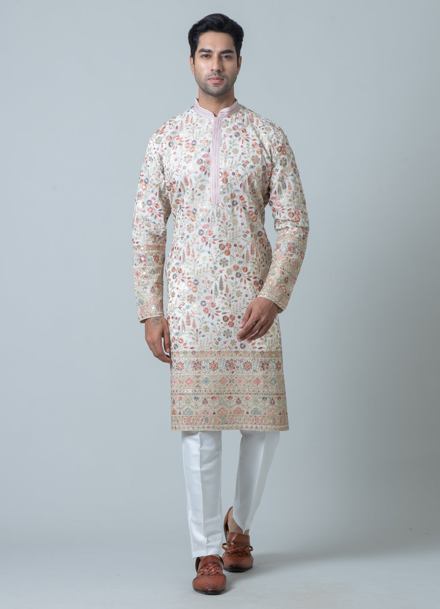 MLS EMBROIDERED KURTA PAJAMA