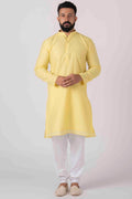 MLS CHANDERI LEMON YELLOW KURTA PAJAMA