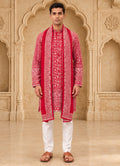 MLS EMBROIEDERED KURTA PAJAMA STOLE 2PCS
