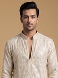 Light Gold Silk Blend Embroidered Kurta Pajama 2Pc Noor