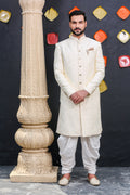 MLS JACQUARD SILK SHERWANI 1 Pcs
