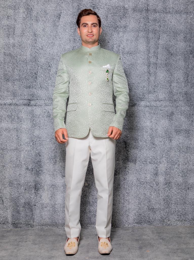 Fabulous light Blue and grey Color Cotton Men's Designer Jodhpuri Suit -  VJV Now - India