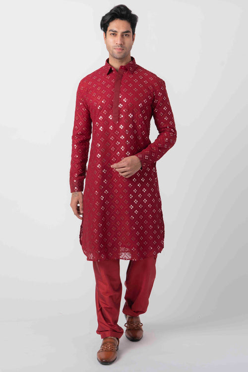 Buy Royal Kurta Men's Polycotton Embroidered Pathani Suit Blue at Amazon.in