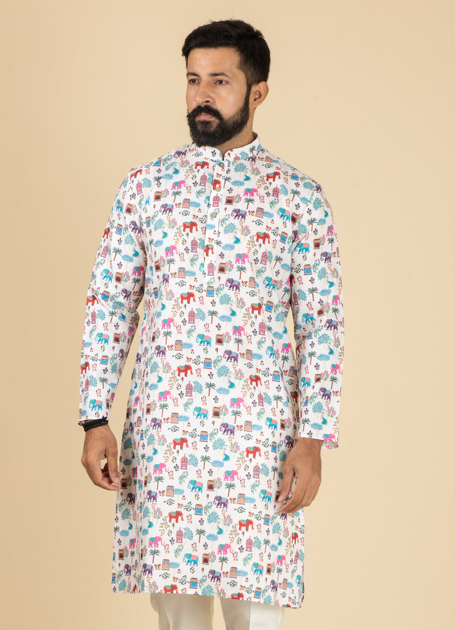 MLS PRINTED KURTA PAJAMA 2PCS