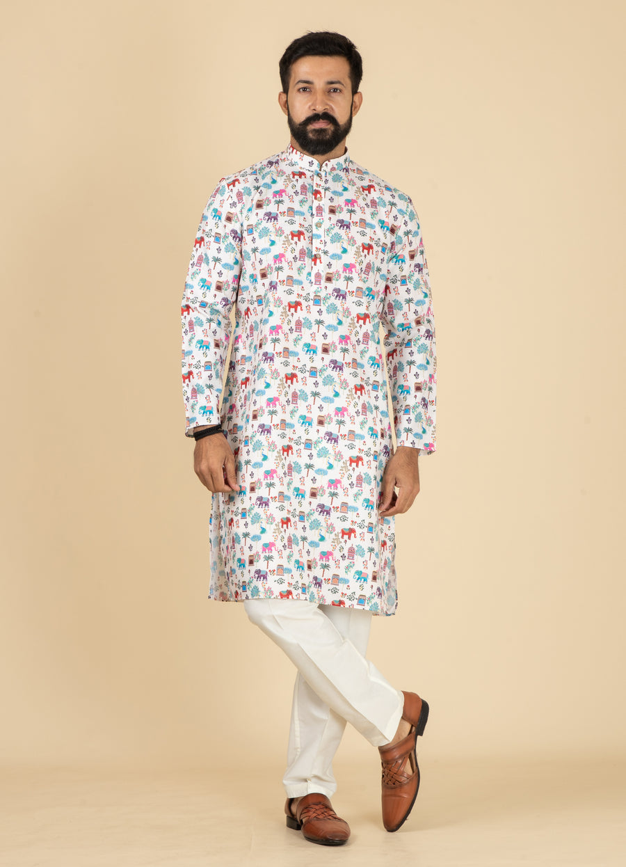 MLS PRINTED KURTA PAJAMA 2PCS