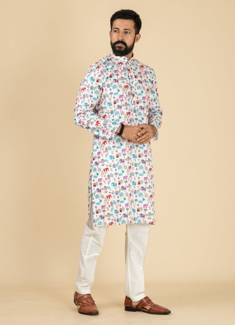 MLS PRINTED KURTA PAJAMA 2PCS