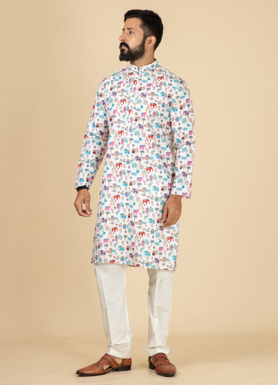 MLS PRINTED KURTA PAJAMA 2PCS