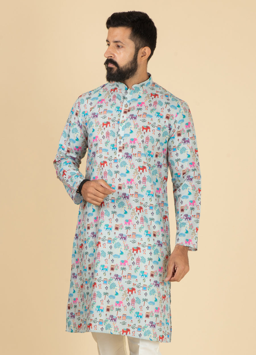 MLS PRINTED KURTA PAJAMA 2PCS