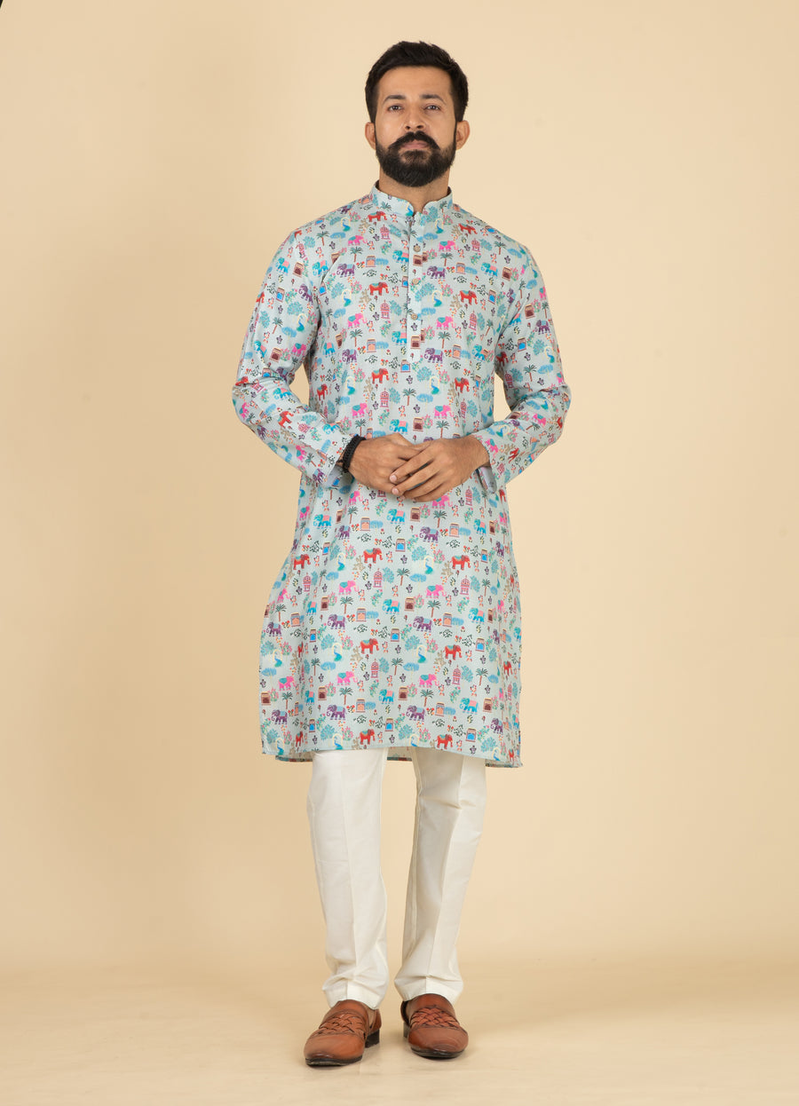 MLS PRINTED KURTA PAJAMA 2PCS
