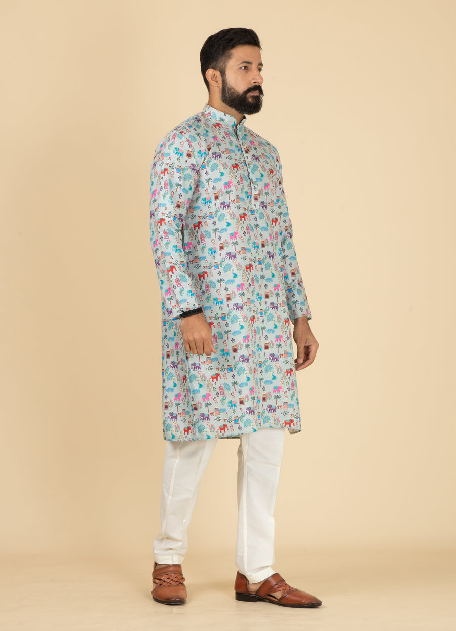 MLS PRINTED KURTA PAJAMA 2PCS