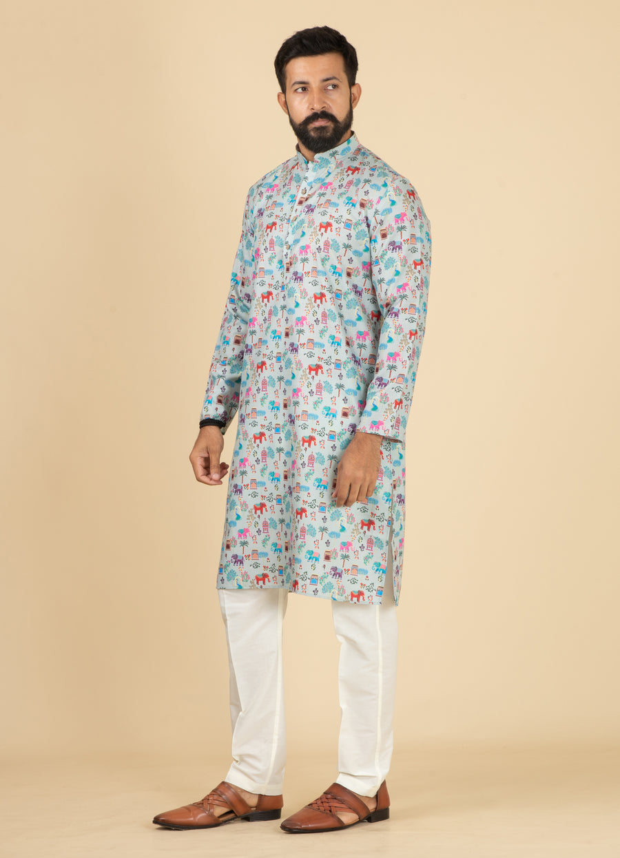 MLS PRINTED KURTA PAJAMA 2PCS