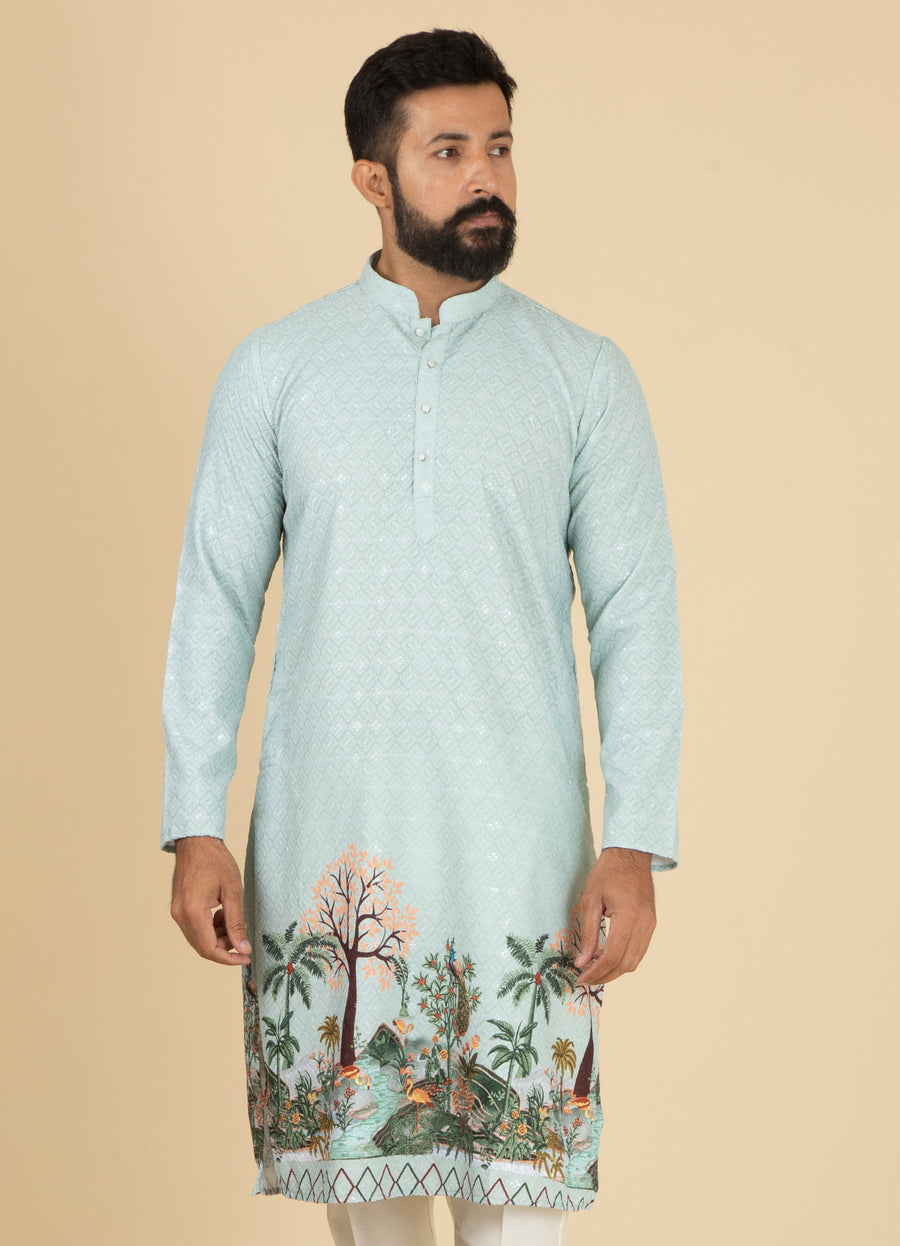 MLS PRINTED KURTA PAJAMA 2PCS