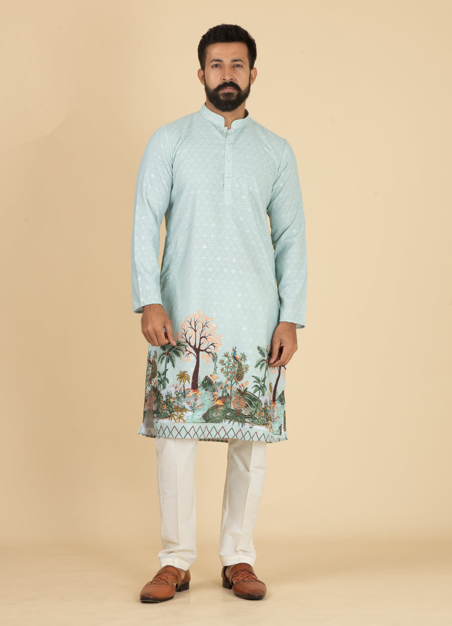 MLS PRINTED KURTA PAJAMA 2PCS