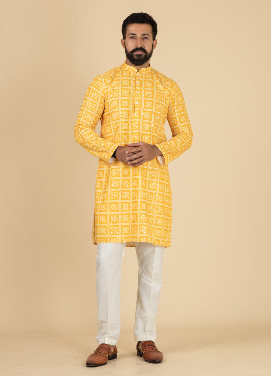 MLS PRINTED KURTA PAJAMA 2PCS