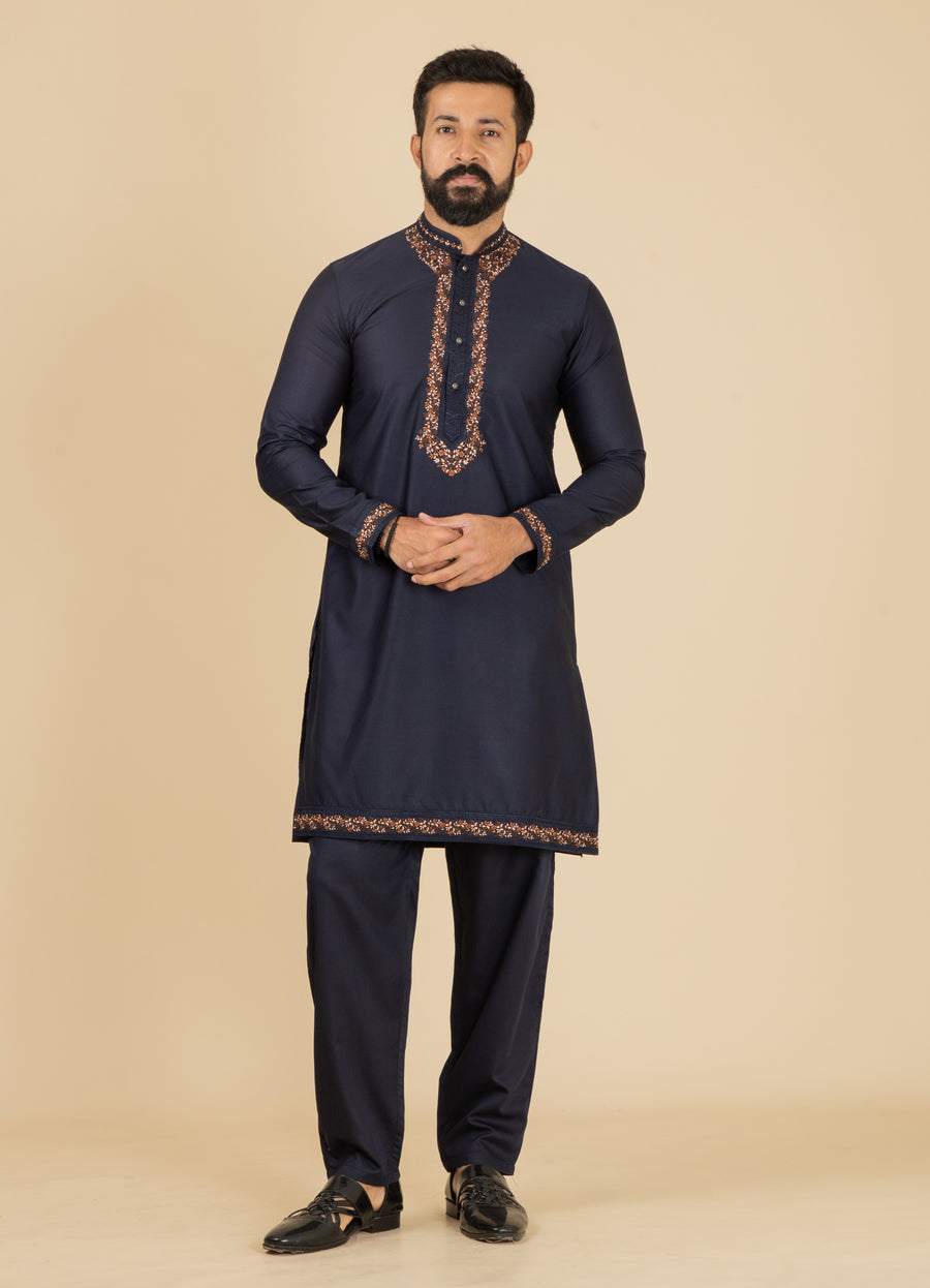 MLS EMBROIDERED KURTA PAJAMA 2PCS