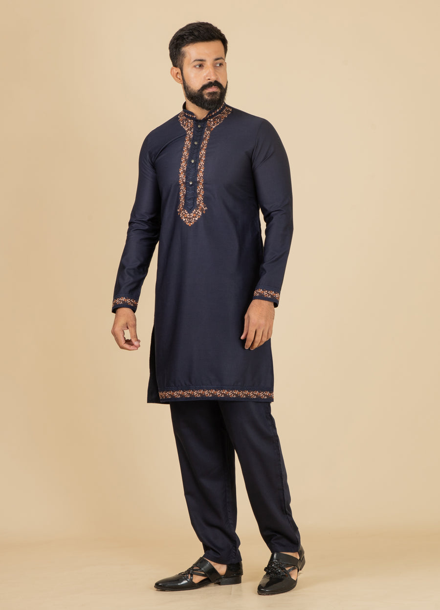 MLS EMBROIDERED KURTA PAJAMA 2PCS