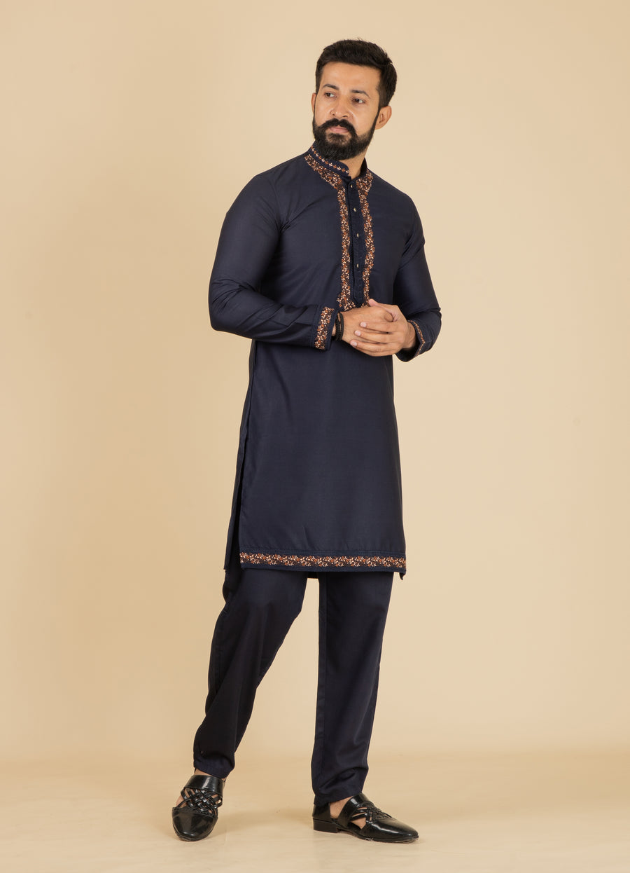MLS EMBROIDERED KURTA PAJAMA 2PCS