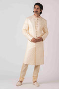 EMBROIDERED CREAM WHITE SHERWANI 1PC