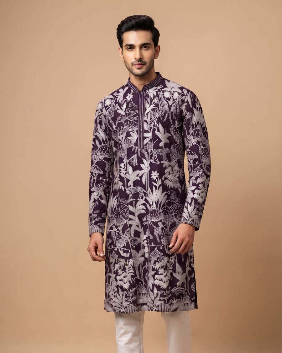 MLS EMBROIDERED KURTA PAJAMA