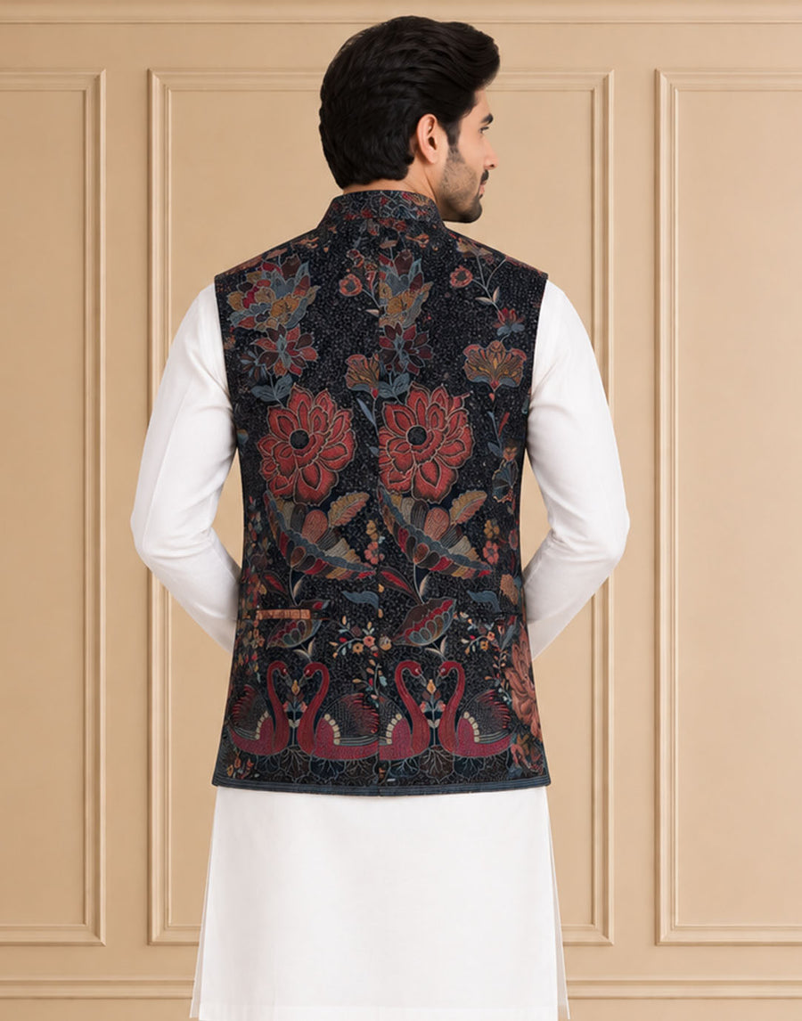 Velvet Embroidered Jawahar Jacket 1Pc Vibhor