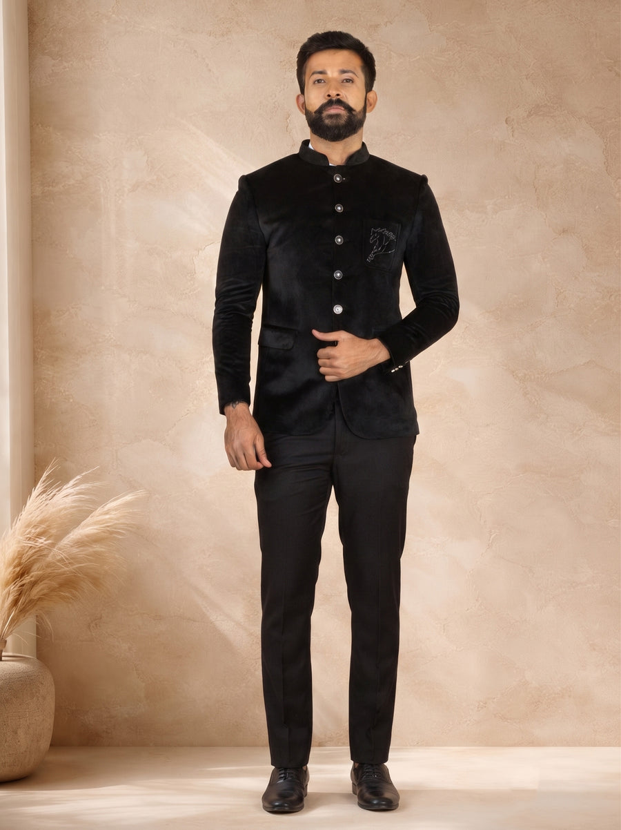 MLS VELVET JODHPURI COAT 1PC