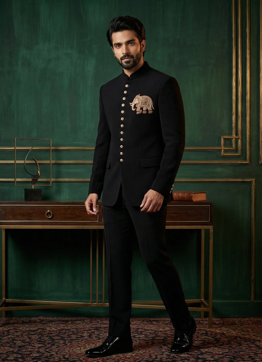 MLS EMBROIDERED JODHPURI SUIT 2PCS