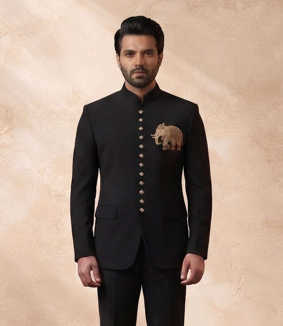 MLS EMBROIDERED JODHPURI SUIT 2PCS