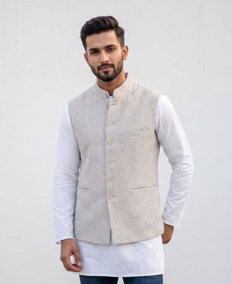 MLS LINEN JAWAHAR JACKET 1PC