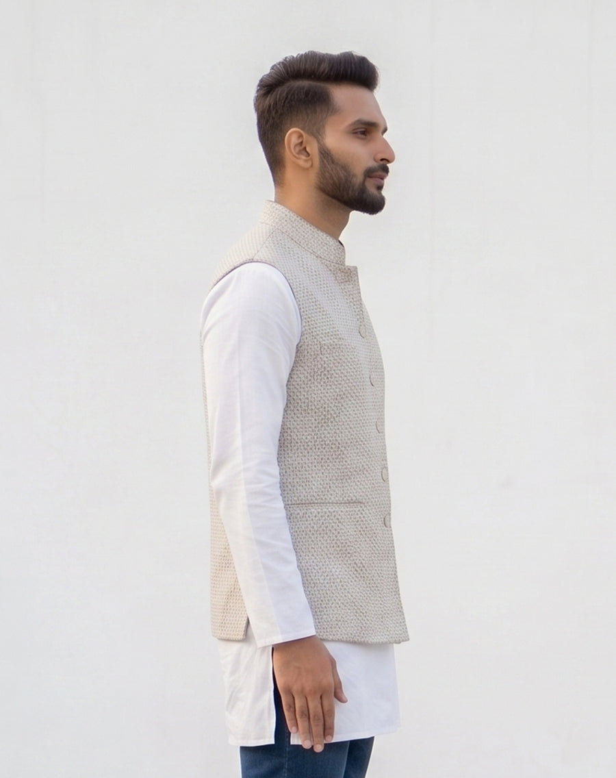 MLS LINEN JAWAHAR JACKET 1PC
