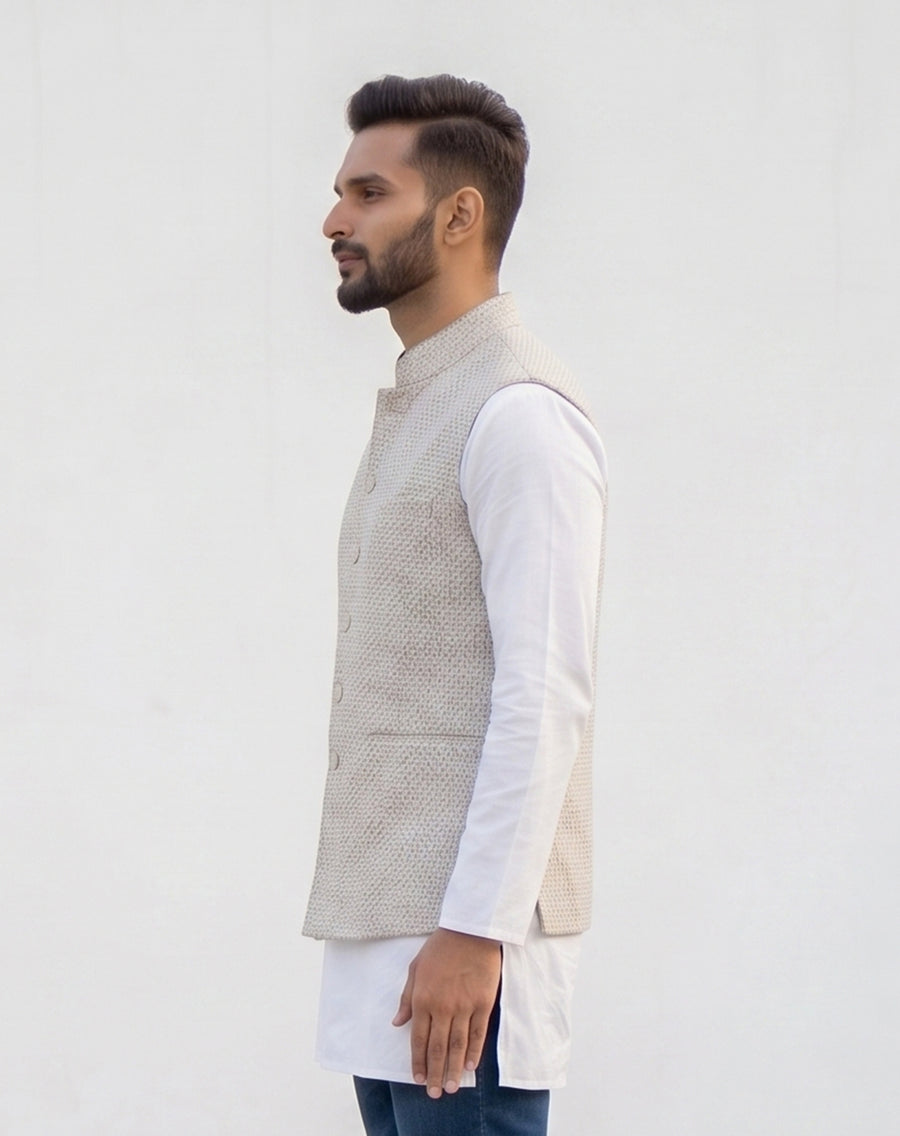 MLS LINEN JAWAHAR JACKET 1PC