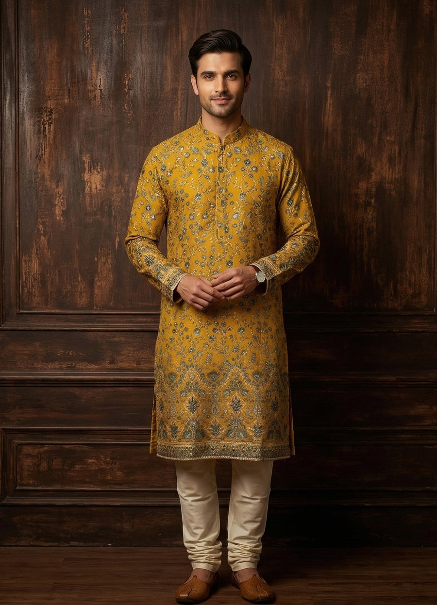 MLS EMBROIDERED KURTA PAJAMA