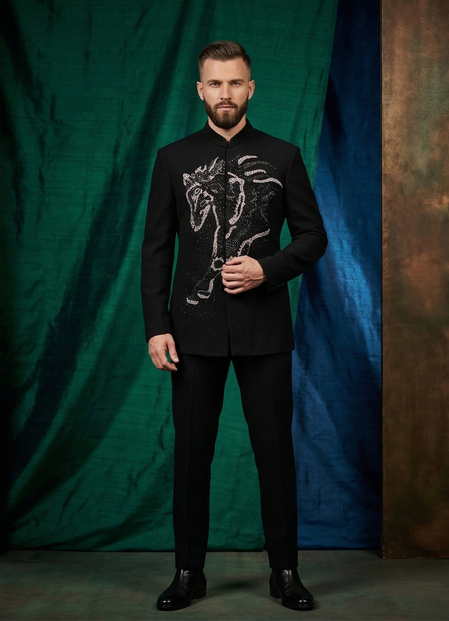 MLS EMBROIDERED JODHPURI SUIT 2PCS