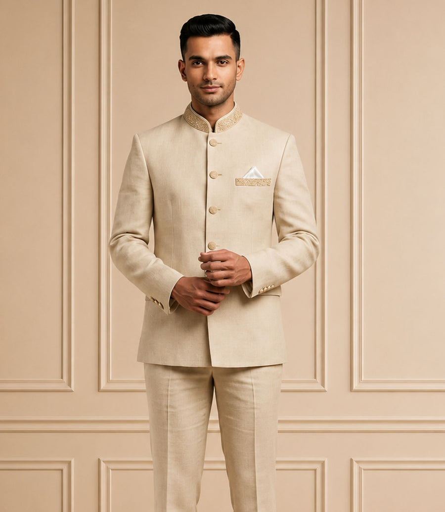 MLS EMBROIDERED JODHPURI SUIT 2PCS