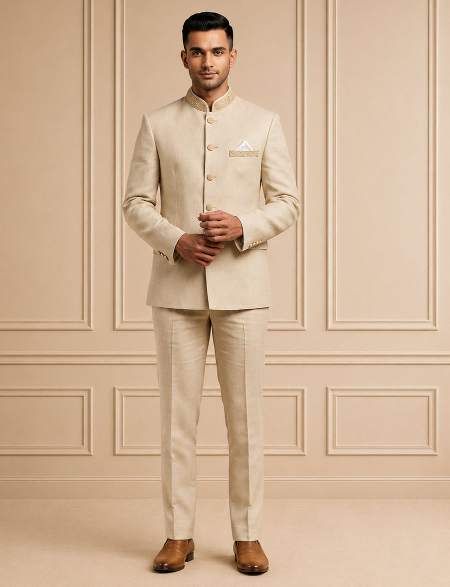 MLS EMBROIDERED JODHPURI SUIT 2PCS