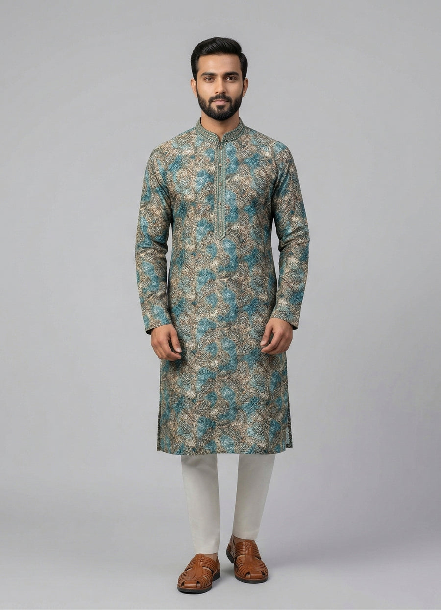 MLS PRINTED KURTA PAJAMA 2PCS