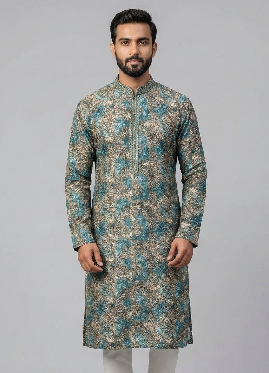 MLS PRINTED KURTA PAJAMA 2PCS